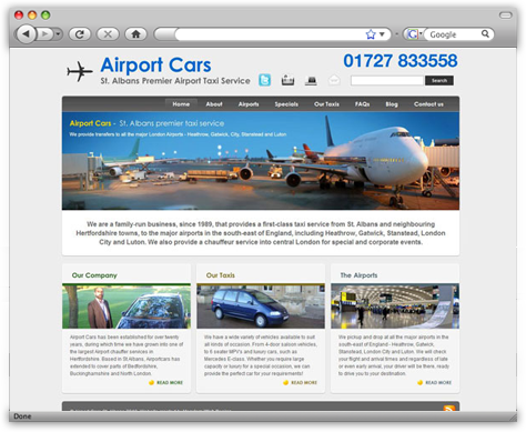 Airport Cars st albans wordpress CMS website
