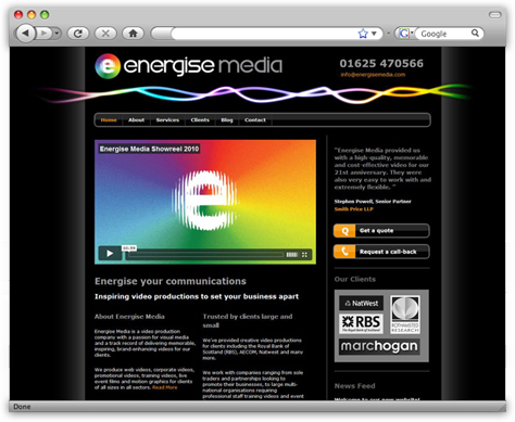 Energise Media wordpress CMS custom designed website