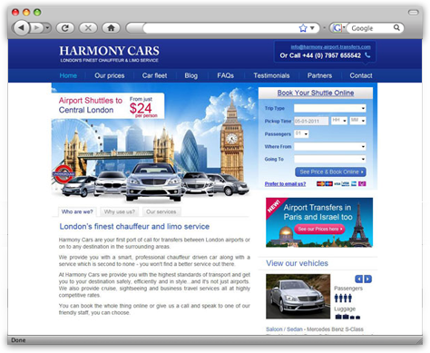 harmony airport transfers wordpress SEO project