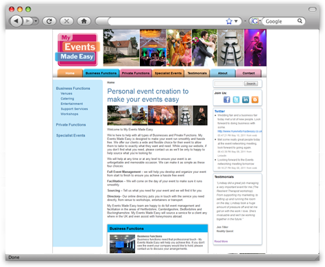 My Events Made Easy WordPress website