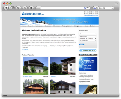 Chalet Doctors WordPress website